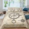Compass Telescope Duvet Cover Set Navigation Theme Polyester Comforter CoverTwin Size For Kids Boys Girls Bedding Set