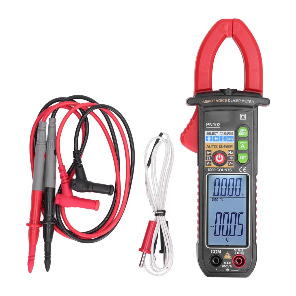 6V to 600V Clamp Meter Voice Broadcast Multimeter Tester Auto Ranging AC DC Current Voltage Meter for Electricians