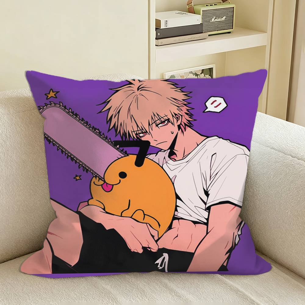 MMakima Anime ChainSaw MAN Square Sofa Pillow Cover Solid Color Living Room Home Decor Cushion Case
