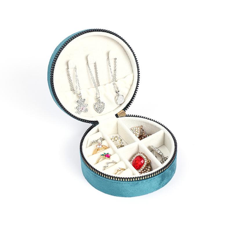 Vintage Samt Oval Schmuckaufbewahrungsbox mit Reißverschluss - Mini Tragbare High-End Verpackung