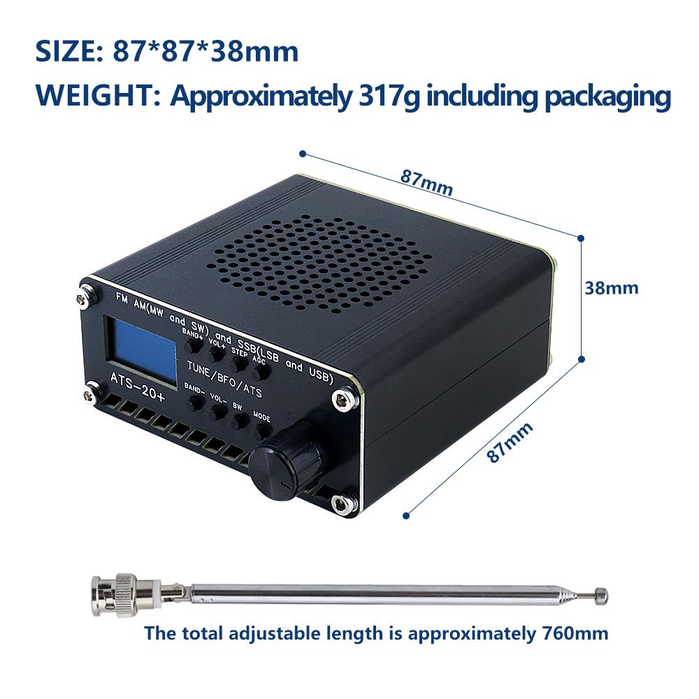Upgraded ATS-20+Si4732 Full Band Radio Receiver DSP SDR FM Receiver AM (MW Y SW) y SSB (LSB y USB)
