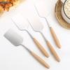 [TL]Stainless Steel Square Head Steak Cooking Spatula Wood Handle Pizza Shovel Pancake Beef Scraper BBQ Utensils For Kitchen