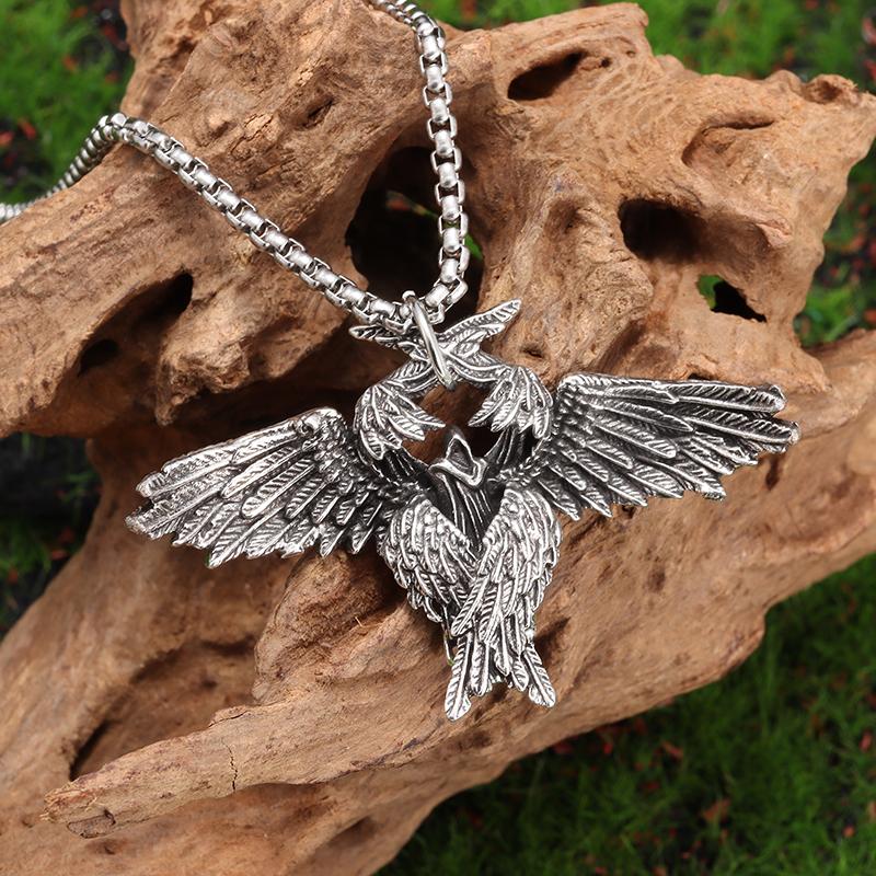 Collier avec pendentif ailes d'ange mystique gothique rétro pour hommes et femmes, bijoux tendance punk hip-hop, cadeau