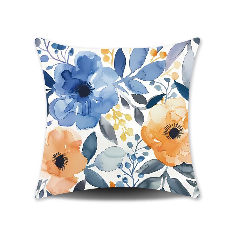 Natural Floral Print Throw Pillow Cover - Spring Design for Sofa, Bedroom, or Gift