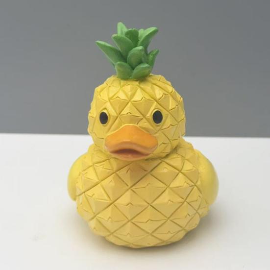 Fruit Duck Figurine Peach Pineapple Grape Strawberry Banana Resin Statue Sculpture Home Office Decoration Ornament