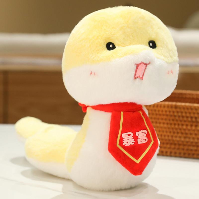 New Year Cartoon Lucky Snake Animals Plush Figure Dolls Soft Pillow Toys Wear Lion Clothes Funny Christmas New Year Gift
