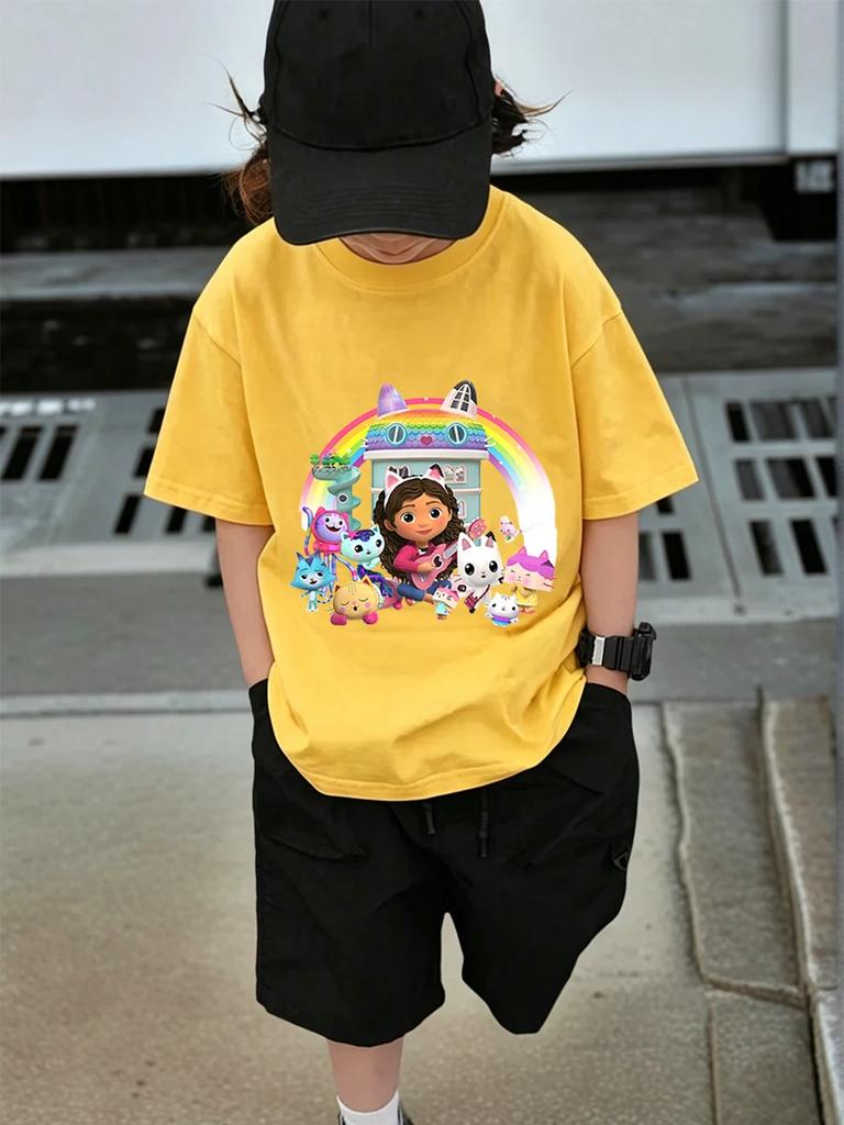 DJ Catnip Gabby's Dollhouse Short Sleeve T Shirt Kids Summer Cute Crewneck Casual Age 3-14