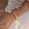 Youthway 18K Gold PVD Plated Wave Zircon Open Bracelet For Women Trendy Stainless Steel Waterproof Cuff Bangle Jewelry Gifts