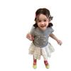 Korean Style Girls' Cartoon Kitty T-shirt & Polka Dot Skirt Set - Cute Summer Two-Piece for Baby Girls.
