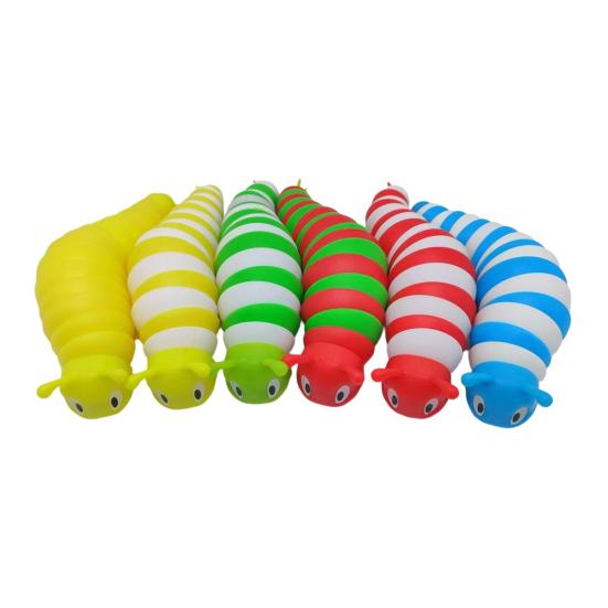 Stress Relief Slug Fidget Toy Articulated Stretch Caterpillar Sensory Toy Portable Travel Bendable Colorful Worm Toy Party Favors