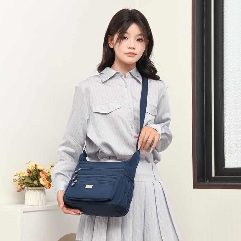 Large Capacity Water-Repellent Nylon Bag Women's Shoulder Crossbody Bag Multi-Pocket Middle-Aged Mother Bag