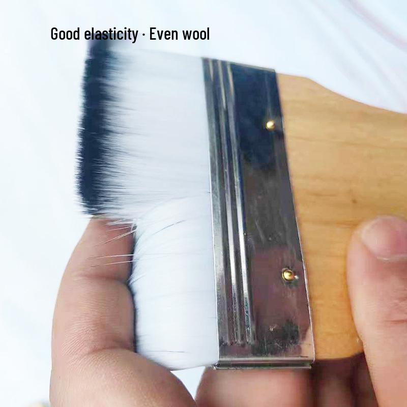 Square Flat Wooden Handle Nylon Wool Paint Brush for Acrylic and Oil Painting