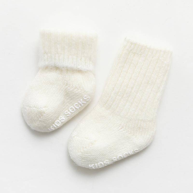Baby Winter Wool Socks Boy Girl Solid Soft Fleece Thicken Warm Fur Short Socks Anti-slip Floor Calf Sock Baby Clothes Kids Stuff