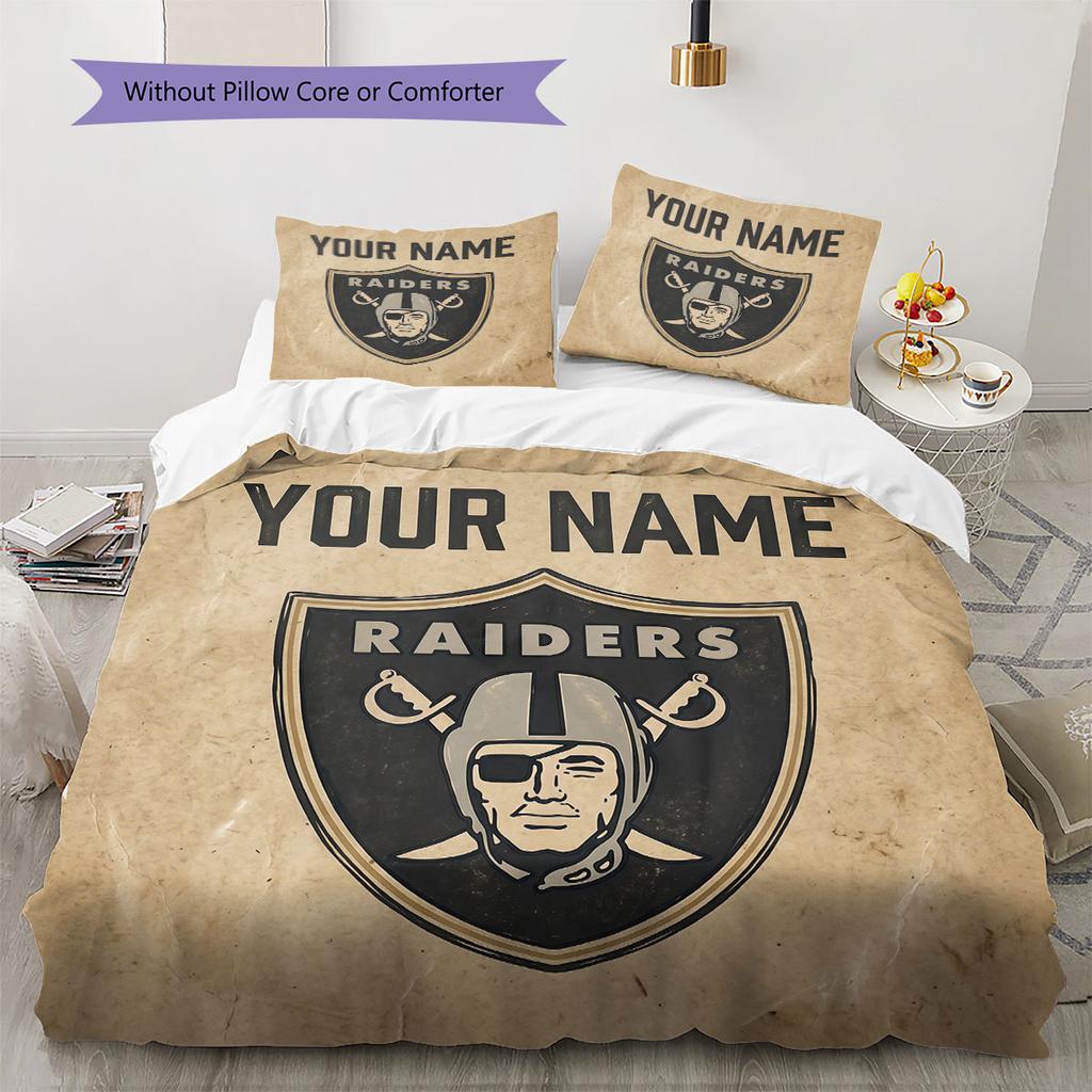 Custom Name,Las Vegas Raiders Pattern Bedding Home Decoration Birthday Gift ( 1 duvet cover + 2 pillowcase, without core),fan merchandise.