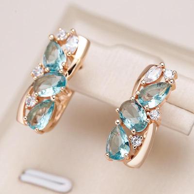 Vintage Drop Earrings With Light Blue Zircon Woman Fashion Jewelry