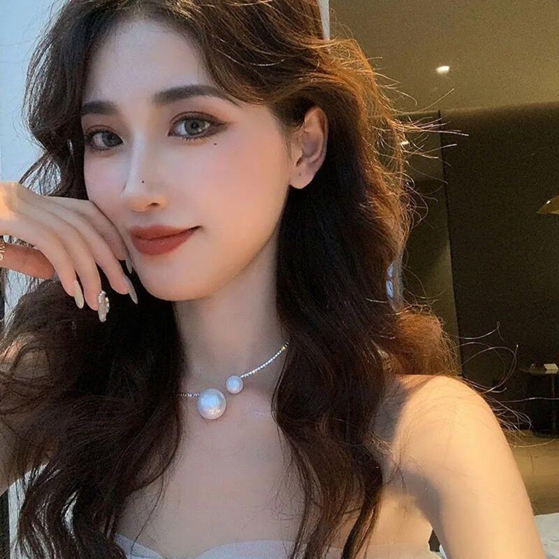 2 pieces Beautiful Fashion Pearl Open Choker Necklace and Bracelet Set Gift for Lover Fiancee Wife Mother Valentine