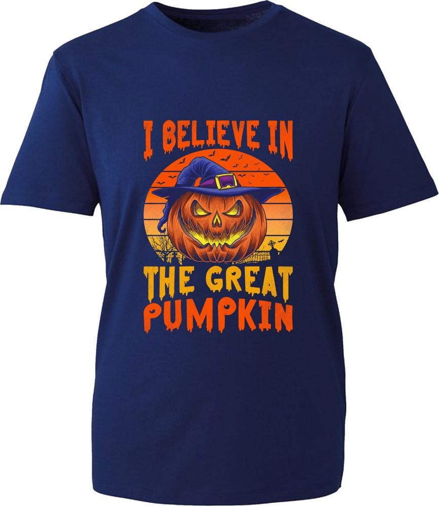 I Believe In The Great Pumpkin Tshirt Halloween Pumpkin With Witch Hat Tee Top S