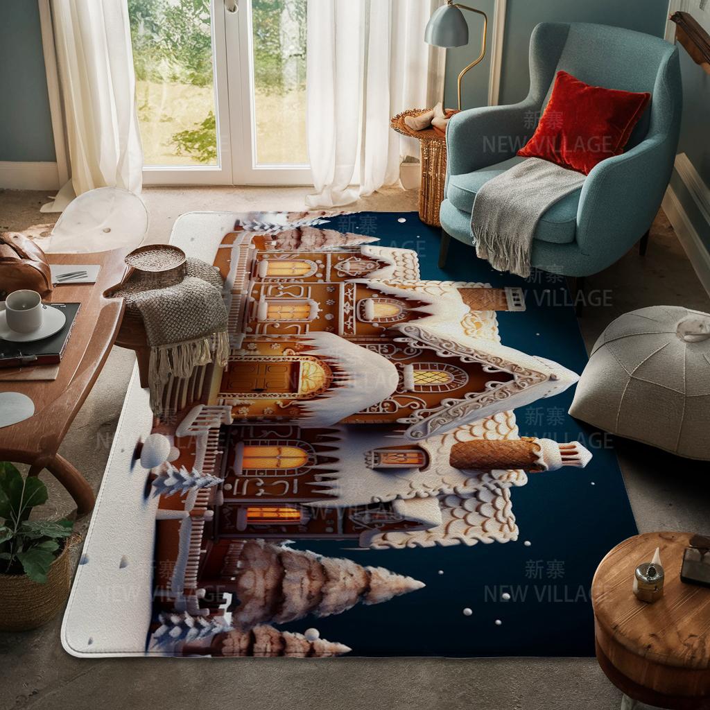 House Entrance Carpet Home Door Mat Living Room Bath Foot Bathroom Non-slip Water Absorption Rugs Bath Merry Christmas Winter