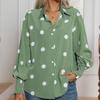 Camisa feminina com estampa de bolinhas e manga lanterna Blusa feminina de manga comprida Tops