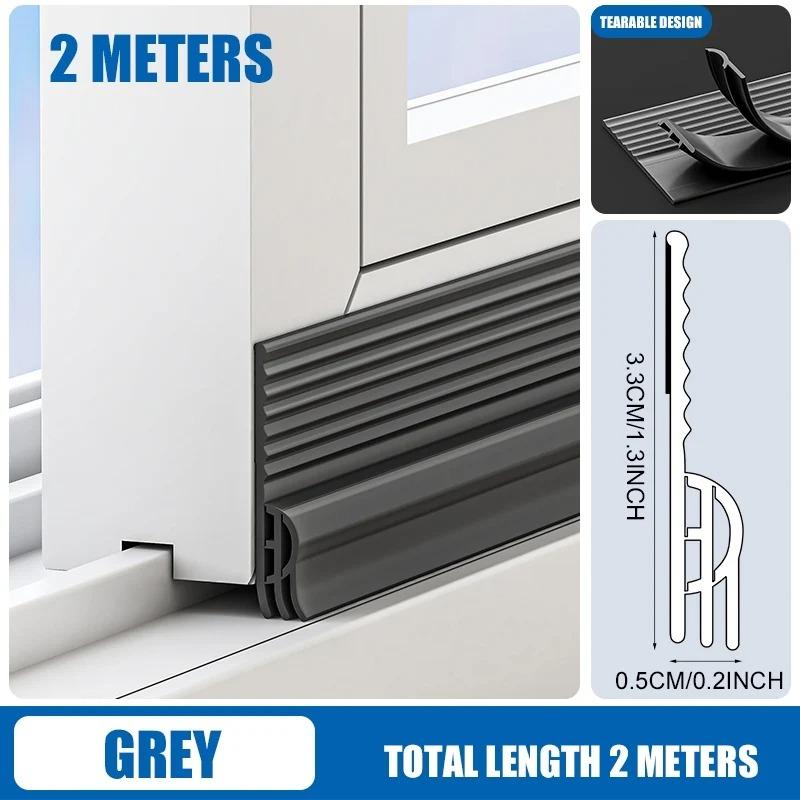 1PC 2m/78.74inch Anti-Cold Sliding Window Seal Strip Sound Insulation Self Adhesive Triple Windproof Door Under Adjustable Weath