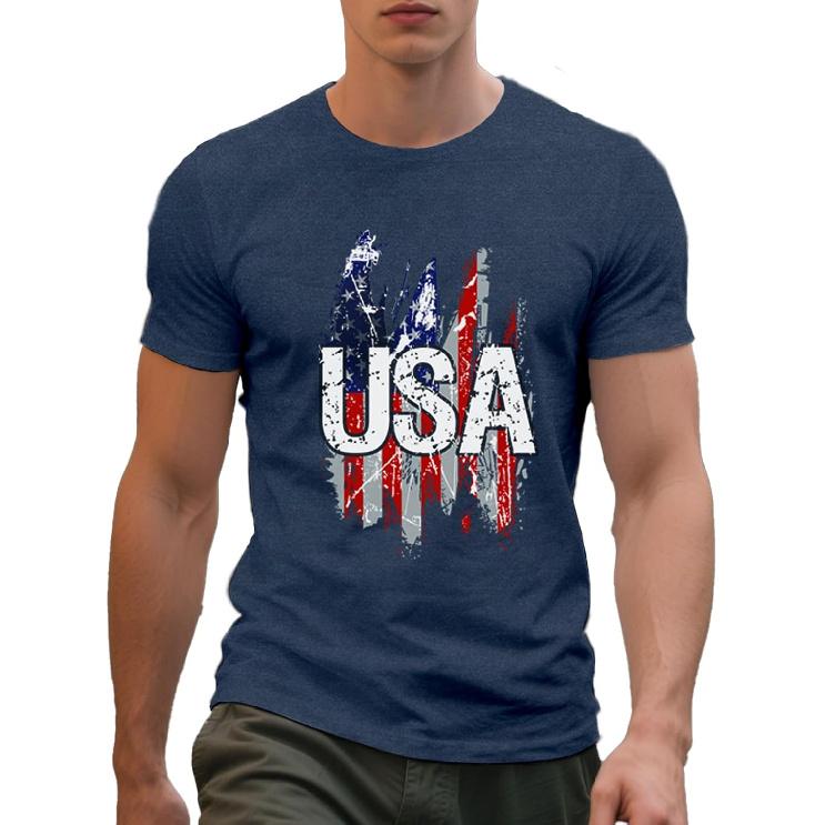 Mens USA Shirt American Flag T-Shirt 4th of July Patriotic Short Sleeve Tee