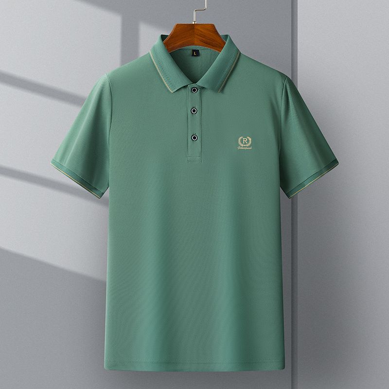 Tricou Polo Bărbătesc Brodat de Înaltă Calitate de Vară Respirabil cu Mânecă Scurtă Larg Mărimi Mari cu Guler Top Casual pentru Bărbați