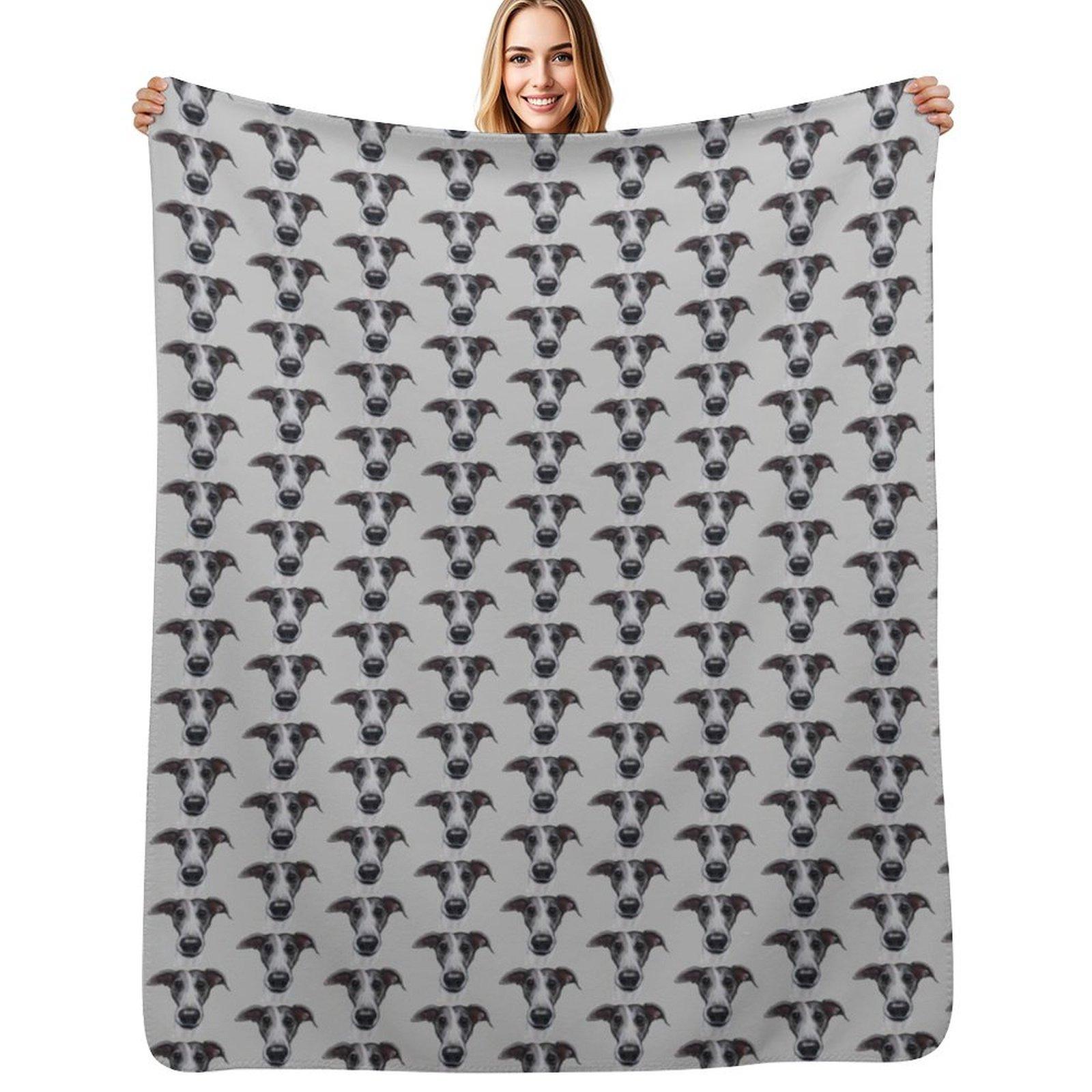 Lurcher, whippet, greyhound, grey Throw Blanket Travel Size Cozy Blanket for Plane Train Size: 75*100cm, Weight: 230 GSM