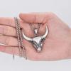 Collana con ciondolo a forma di testa di toro nordico punk retrò per uomo, gioielli classici con personalità animale