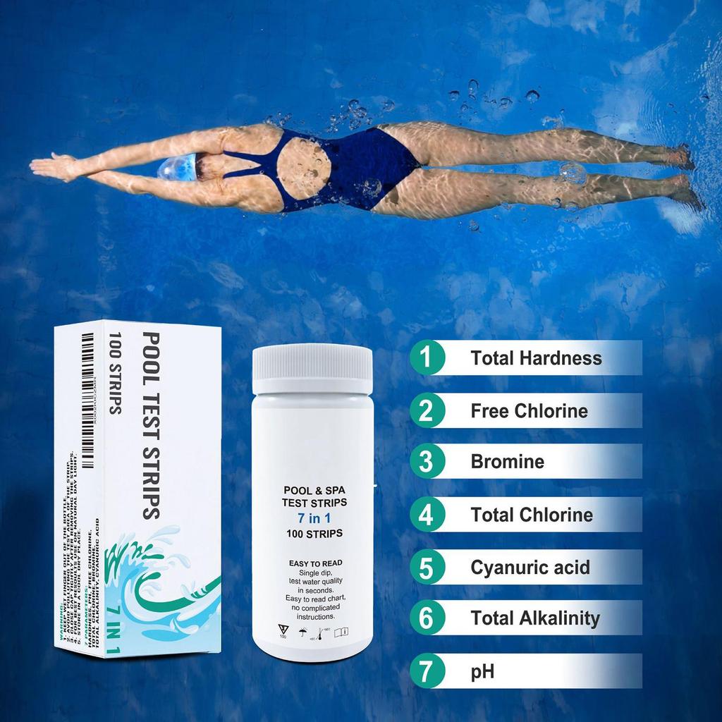 Pool Testing Strips 100-Piece Pool Tester Strips For Water Multifunctional Hot Tub Quick Tester Monitoring Tools For Backyard