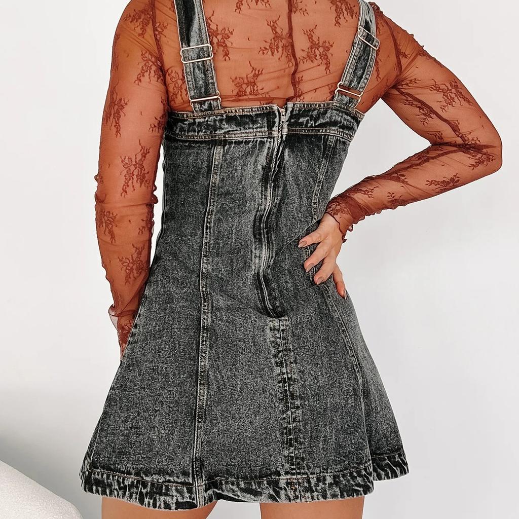 IHUASU Street Hipster Slimming Fashion All-in-one Denim Halter Tank Dress
