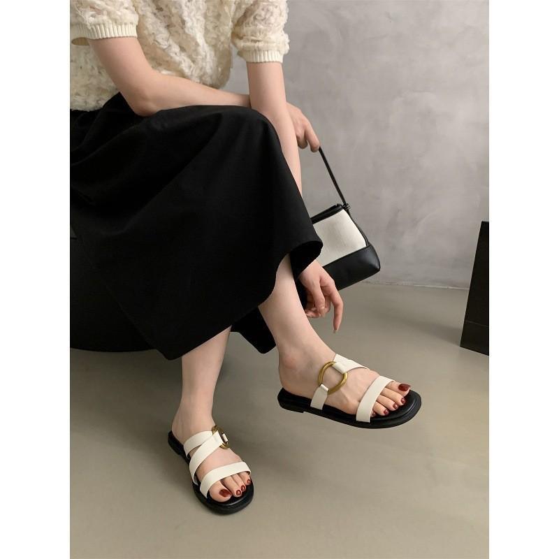 Women's slippers women's new sandals temperament with skirt casual flat beach shoes