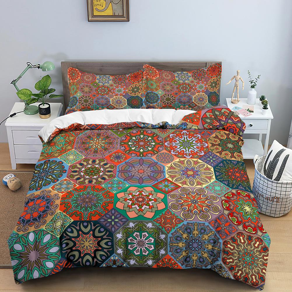 

Geometric Mandala King Queen Duvet Cover Boho Ethnic Style Bedding Set For Teens Adults Mediterranean Soft Polyester Quilt Cover EU single(135x200cm)