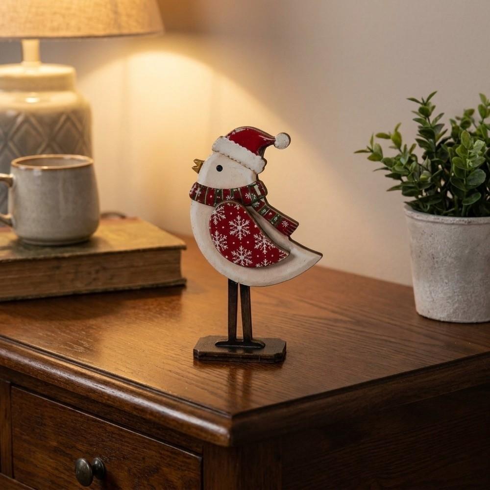 Long Legs Bird Figurine Ornament 2D Flat Holiday Tabletop Decor Christmas Bird Statue Christmas