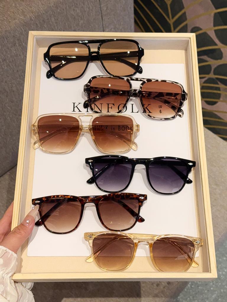 6Pcs Fashionable Square Frame Glasses Set Suitable for Any Face Shape Fashionable and Easiest for Match Daily Commuting