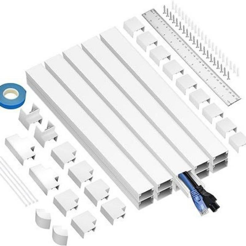 1 PAKET PVC kanal zemin montajı yüksek sıcaklık su geçirmez basmaya dayanıklı görünmez açık kanal (40cm × 10 adet + aksesuarlar)