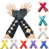 Hollow Hook Finger Elastic Force Wedding Dress Wedding Gloves Medium Long Embroidery Bead Gloves Foreign Trade Source Gloves