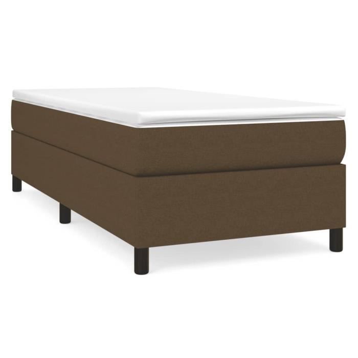 3144386 vidaXL Lit à sommier tapissier avec matelas Marron foncé 90x190 cm
