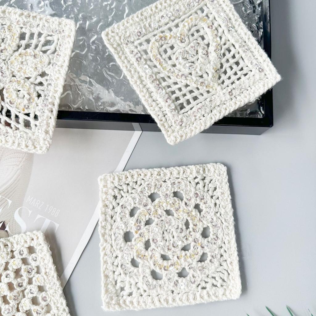 Apricot Hollow Cotton Thread Woven Sequins Decorative Clothing Top T-Shirt Shirt Diy Jewelry Decorative Cloth Sticker Accessories