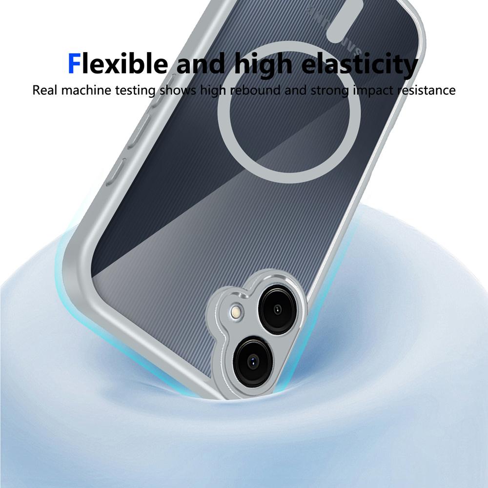 KEYSION Transparent Magnetic Phone Case for Samsung A07 5G A06 Silicone+PC HD Clear Shockproof Back Cover for Galaxy A06 A07 5G
