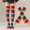 1 Set Regenboog Over de Knie Sokken & Handschoenen, Cosplay Beenwarmers Armwarmers Mode Feest Accessoires