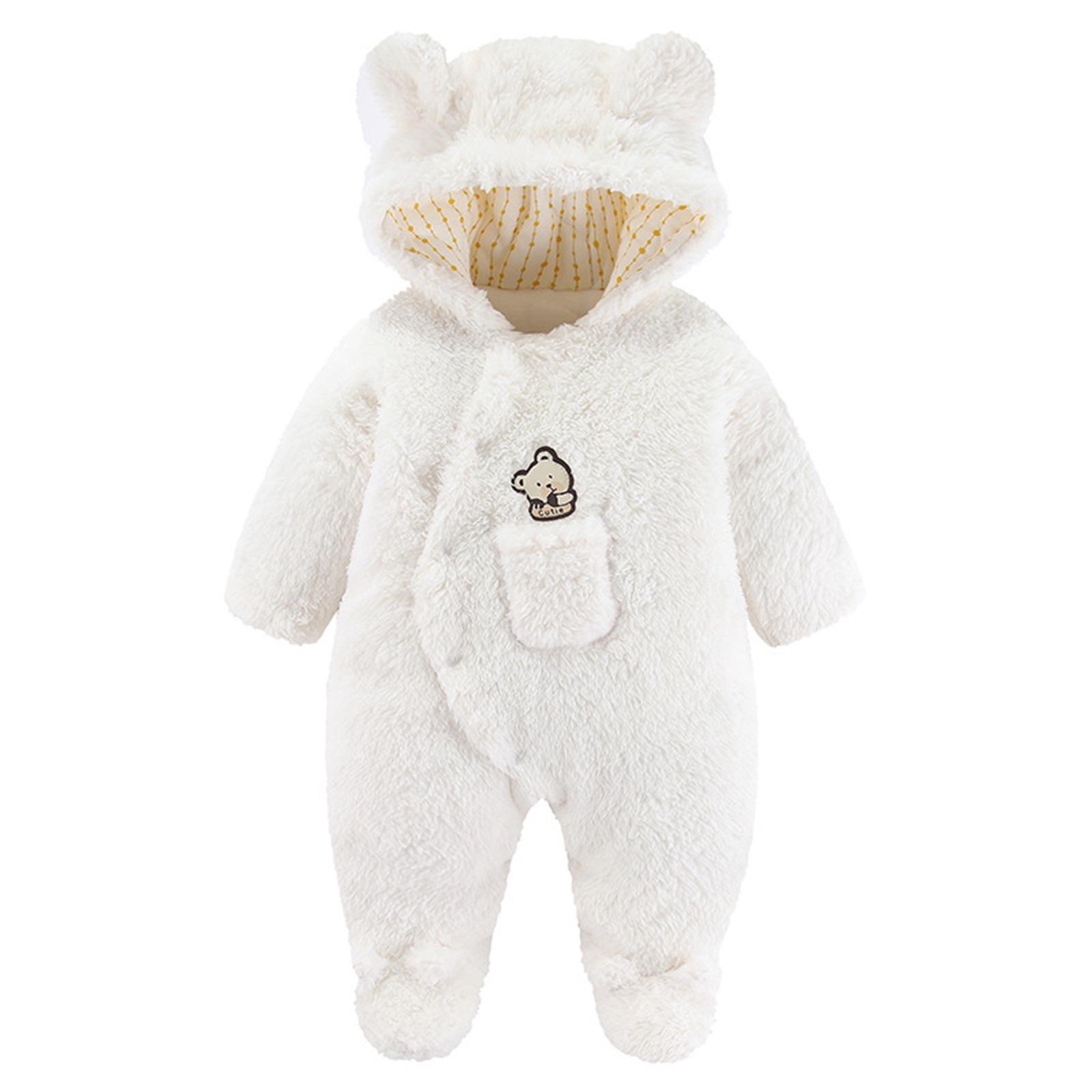 

Cute Furry Comfortable And Warm Winter Clothing For Newborns Rompers 9 белый