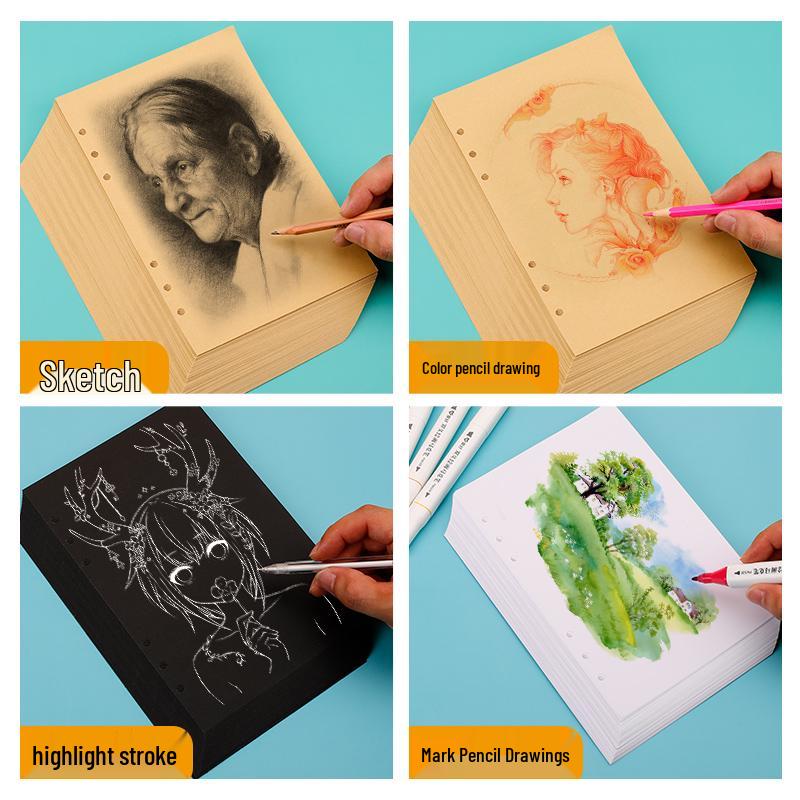 B5 DIY Notizbuch mit losen Blättern, schwarzem Papier und dicken leeren schwarzen Kartonseiten