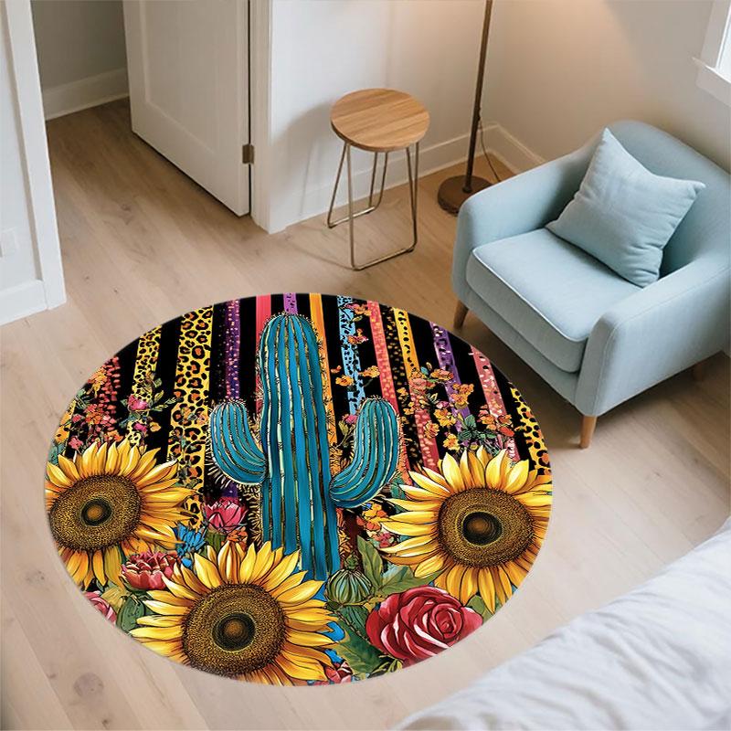 Plants pattern round rug,Carpet Rug for Living Room Bedroom Playroom ,Non-slip Floor Mat,Holiday Gifts and Birthday Gifts.
