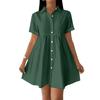 Women Short Sleeve Shirt Dress Button Down Collared Loose Fit Casual Mini Dress with Pockets Summer Style