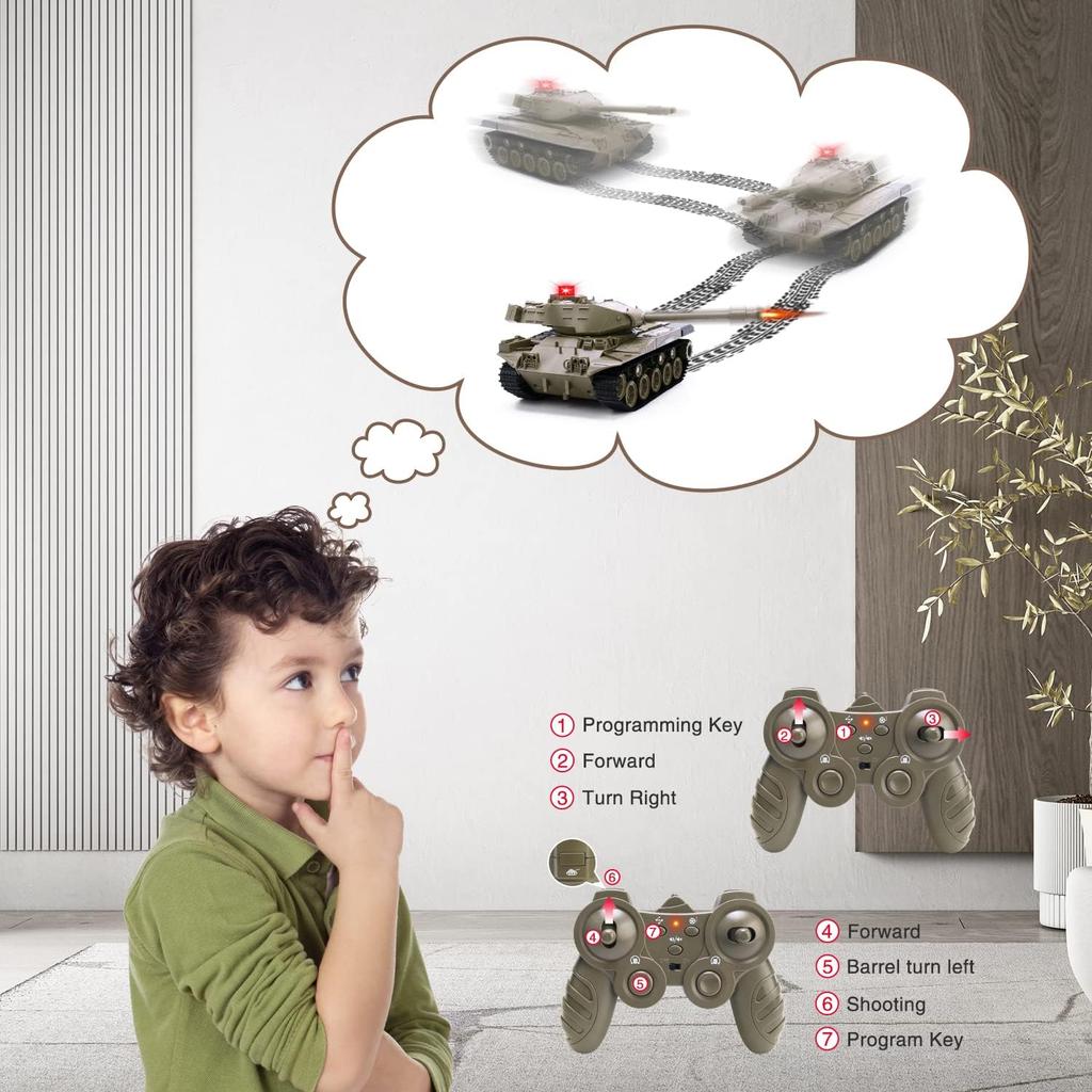 Remote Control Tank for Kids, M41A3 American Army Battle Tank, Programmable RC Tanks with Lights & Realistic Sounds, RC Military All Terrain Off-Road