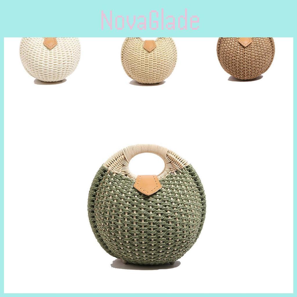 Simple Woven Straw Beach Bag With Inner Pouch For Summer Outings