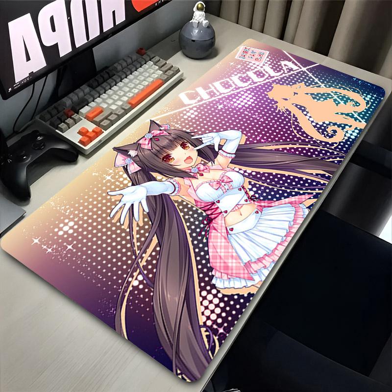 C-Chocola-N-Nekopara Mousepad Anime Girl Pink Desk Mat Keyboard Accessories Gaming Mouse Pad Laptop Extended Office Carpet Mats