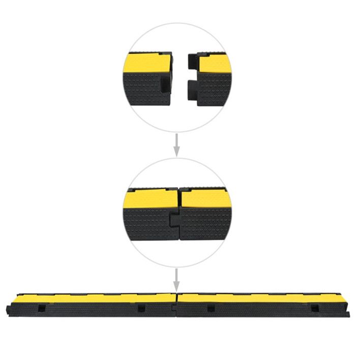 VidaXL Rampe de protection de câble 2 pcs 1 canal caoutchouc 100 cm 142833