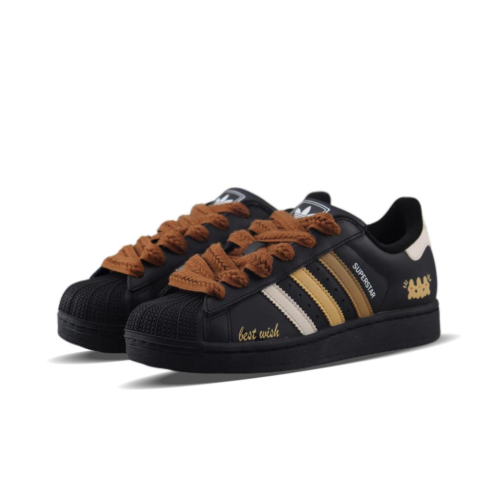 adidas Originals Superstar 2 Abrasion Resistant Low Top Skateboard Shoes Unisex Black Silver JI0079(Team840- )