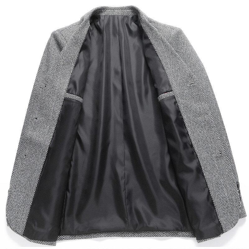 Mens Blazer Business Handsome Gentleman Korean Version of British Style Leisure Slim Solid Color Wedding Work Blazer